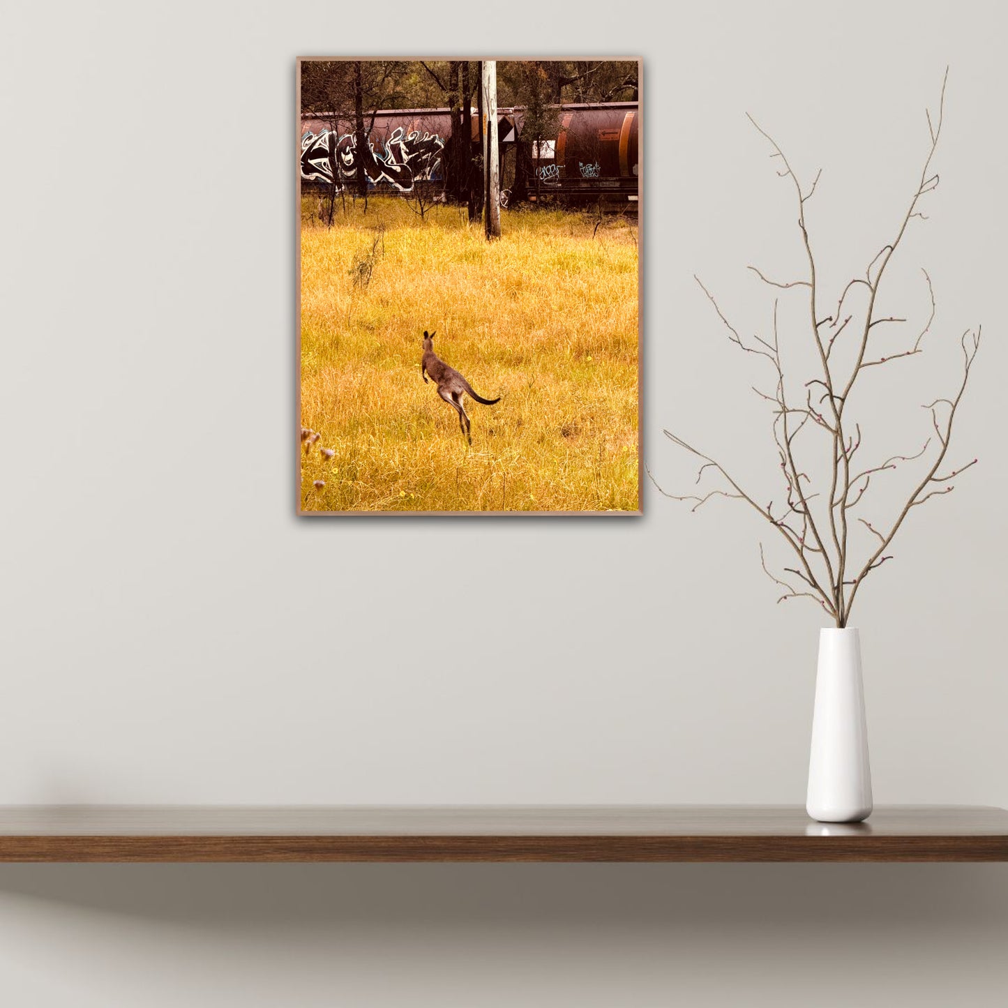 "Silent Tracks, Wild Steps: Kangaroo and the Forgotten Train" Fine Art Photography