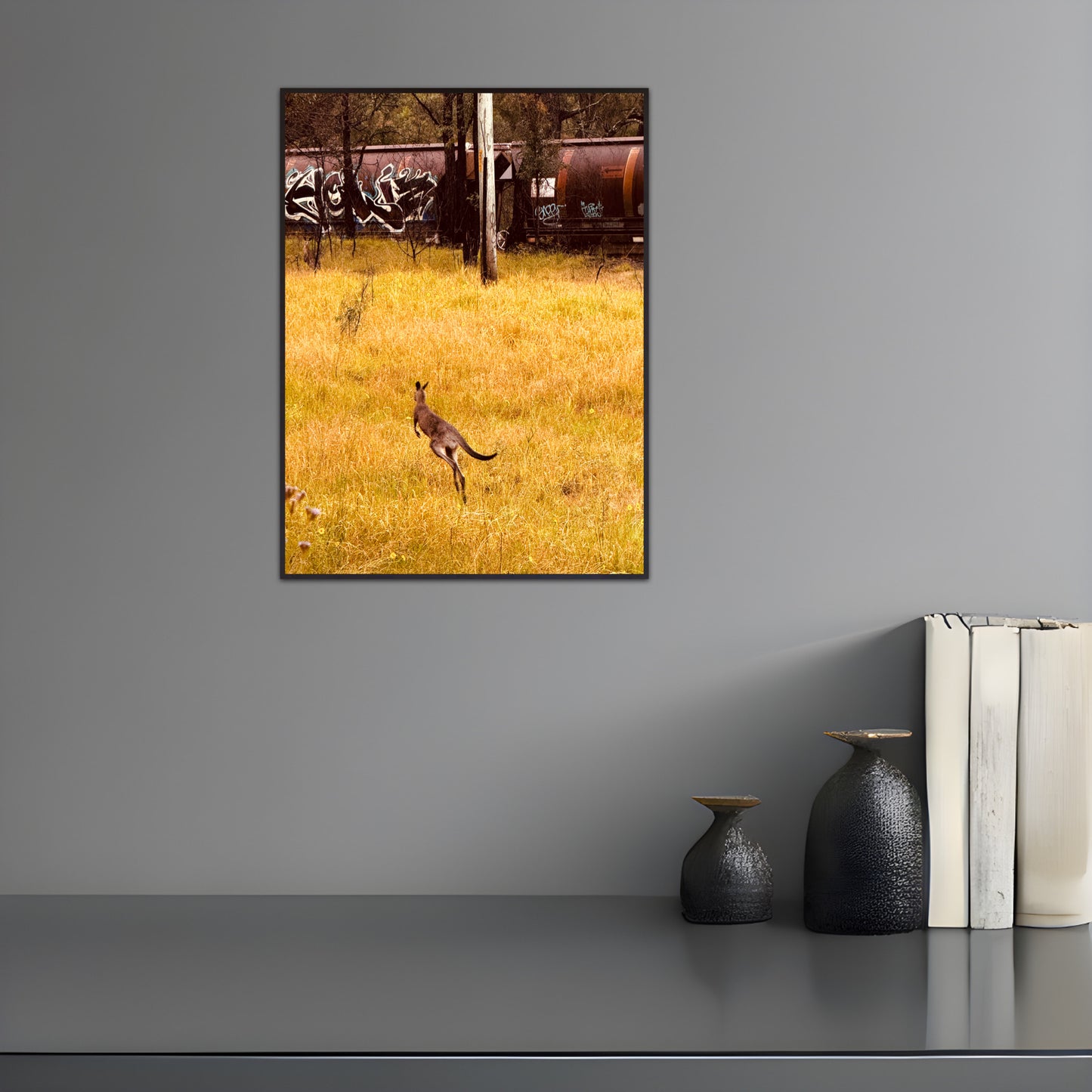 "Silent Tracks, Wild Steps: Kangaroo and the Forgotten Train" Fine Art Photography
