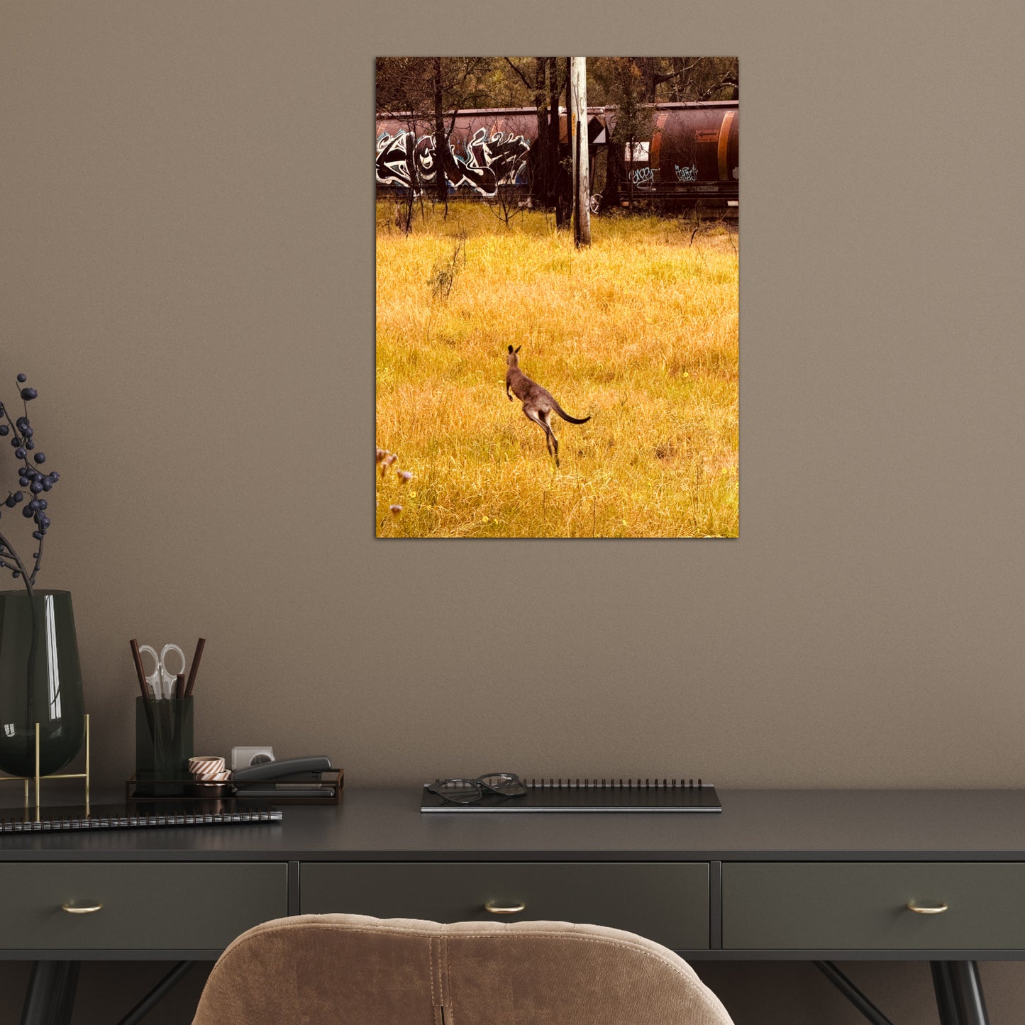 "Silent Tracks, Wild Steps: Kangaroo and the Forgotten Train" Fine Art Photography