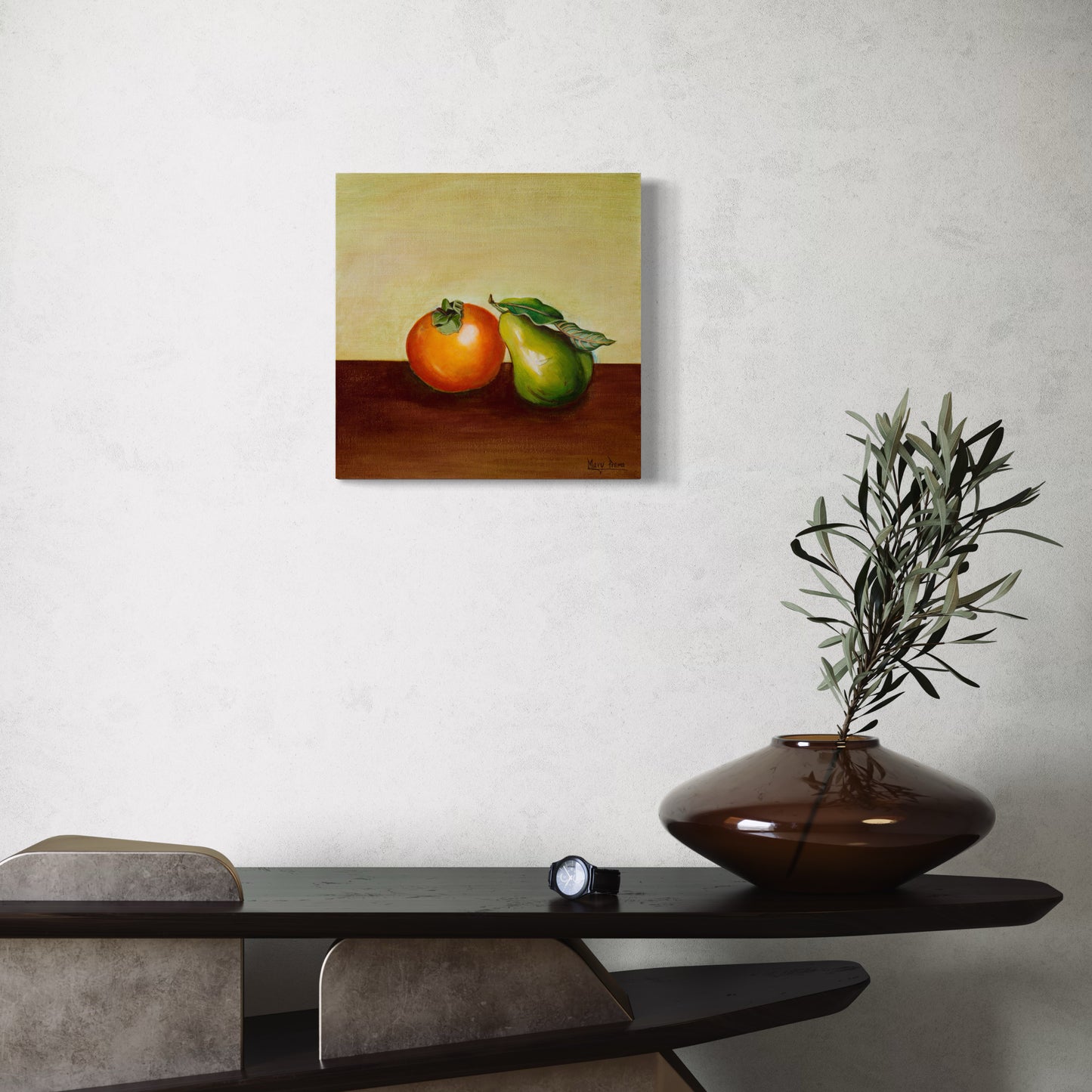 "Still Life-Persimmon and Pear" Fine Art Print