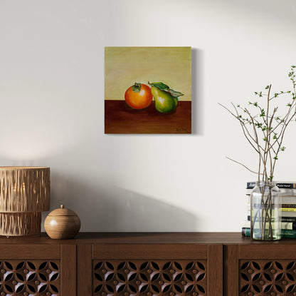 "Persimmon and Pear – A Still Life" Original Painting