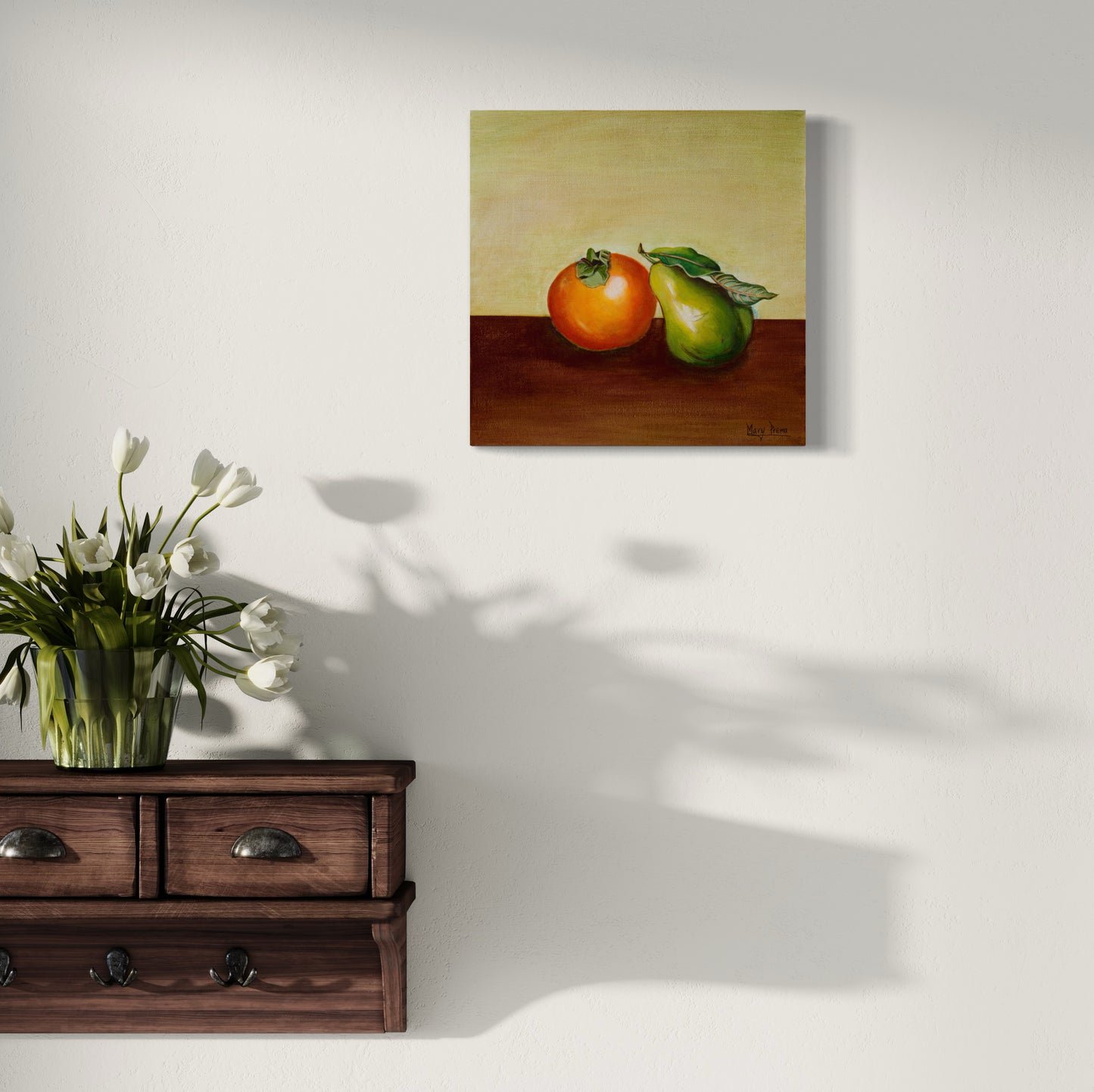 "Persimmon and Pear – A Still Life" Original Painting